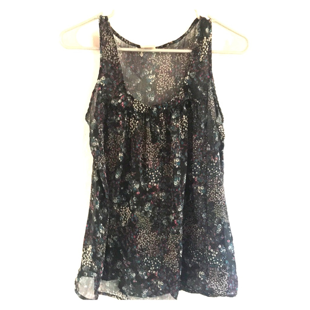 Sheer black floral tank